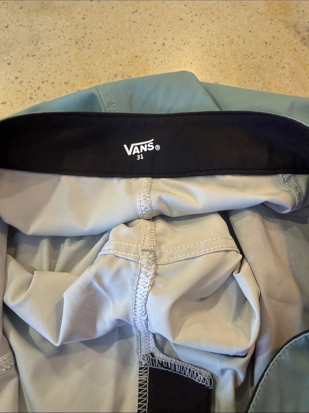 Vans Men’s Light Blue Colorblock Swim Shorts with Navy and White Panels - Picture 3 of 3